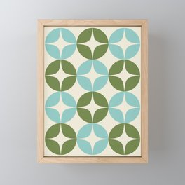 Mid Century Modern Pattern in Teal and Green Framed Mini Art Print