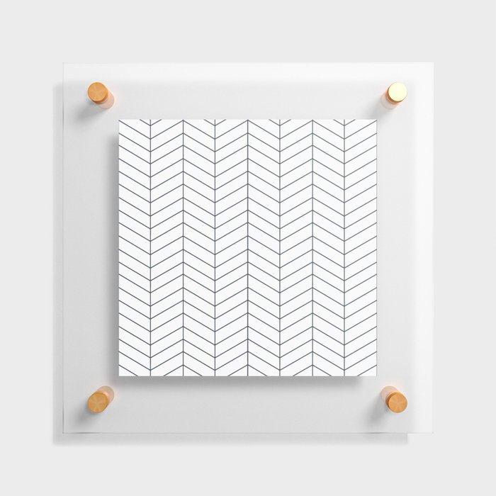 Herringbone - Naval Blue + White Floating Acrylic Print