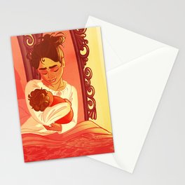 Mother and curly girly Stationery Cards