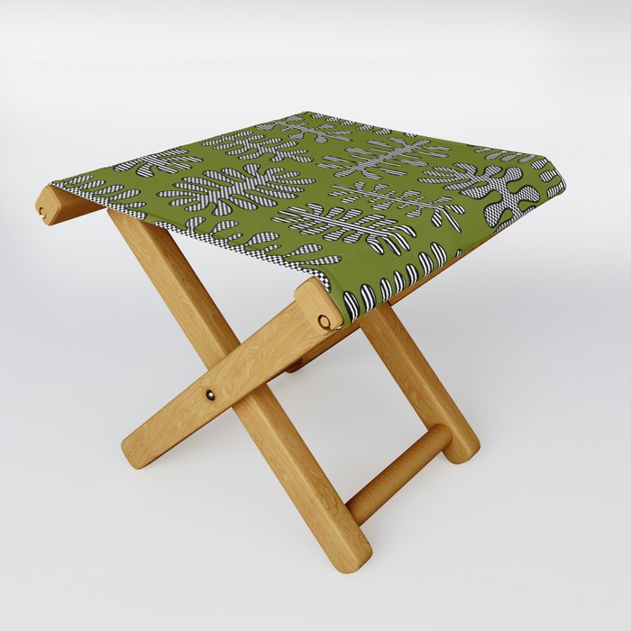 Inspired by Matisse seaweed vintage design Green Folding Stool