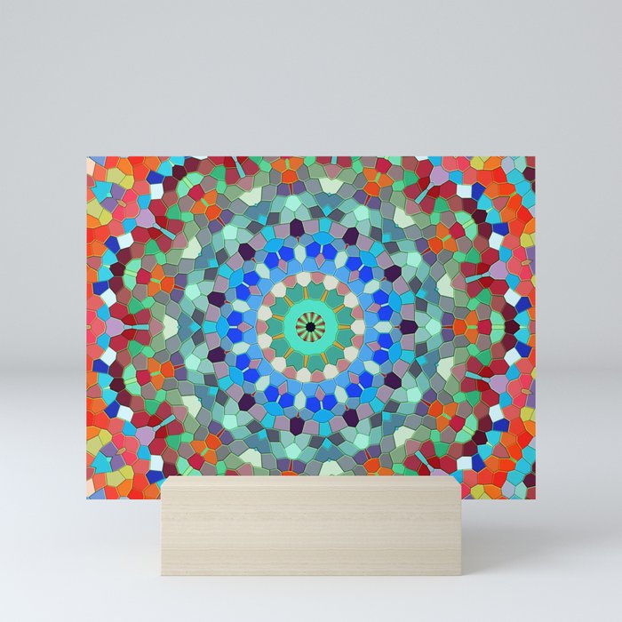 Colorful Mandala Octagon Shaped Tiles Mini Art Print