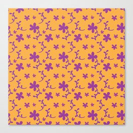 Flowers Purple Orange Pattern Canvas Print