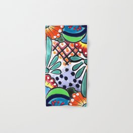 Colorful Talavera, Green Accent, Mexican Tile Design Hand & Bath Towel