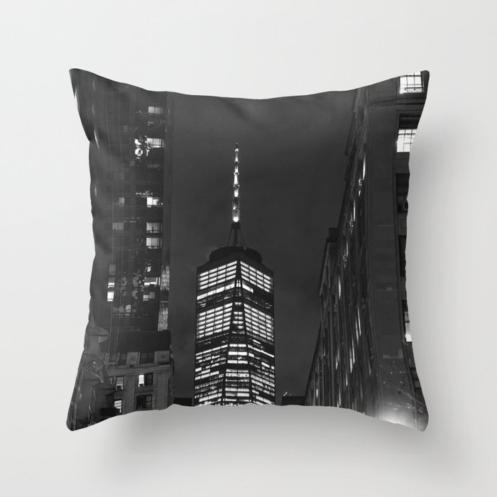 Night Views in NYC | Black and White Travel Photography | New York City Throw Pillow