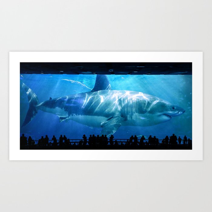 Megalodon Shark in Aquarium Art Print