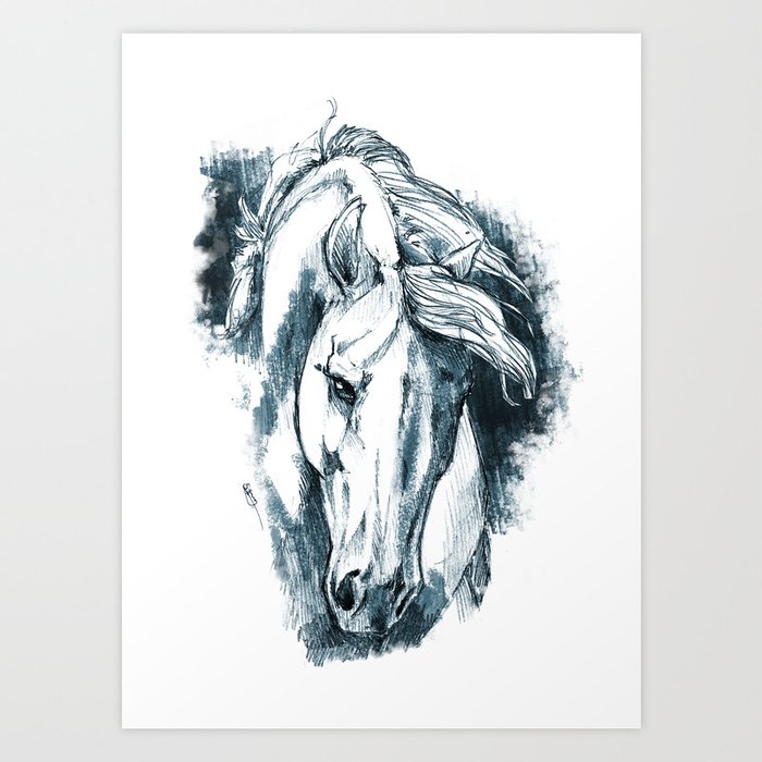 White Stallion Art Print