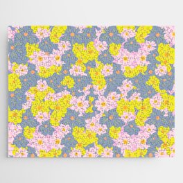 Pastel Spring Flowers On Pink Jigsaw Puzzle