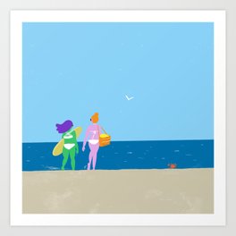 Colorful beach girls Art Print