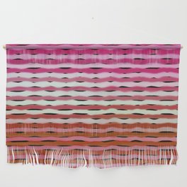 Abstract Ombre Waves Pink White Red Wall Hanging