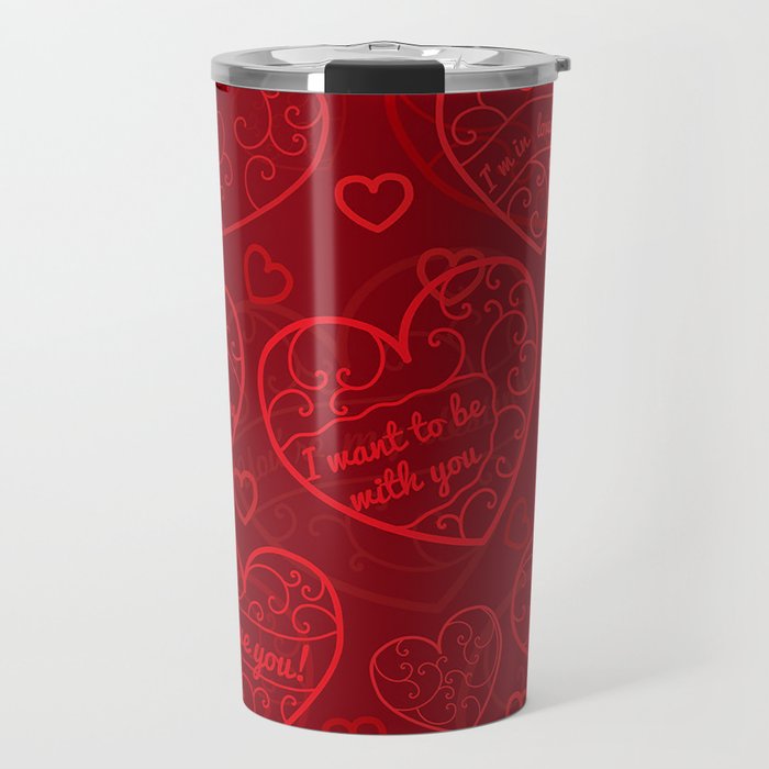 Red Love Heart Collection Travel Mug