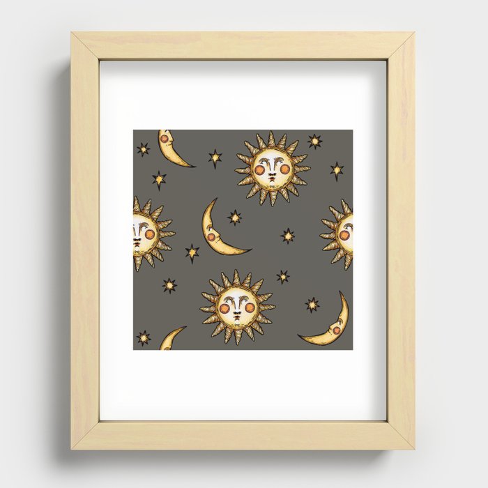Sun Moon and Stars (mink) Recessed Framed Print