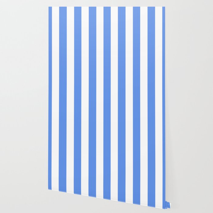Cornflower Blue Solid Color White Vertical Lines