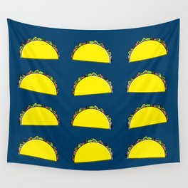 omg tacos! on navy Wall Tapestry