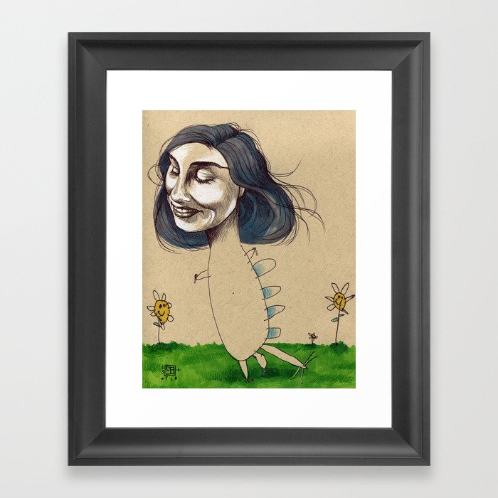 DINOSAUR GIRL Framed Art Print