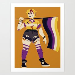Nonbinary Punk with Flag Art Print