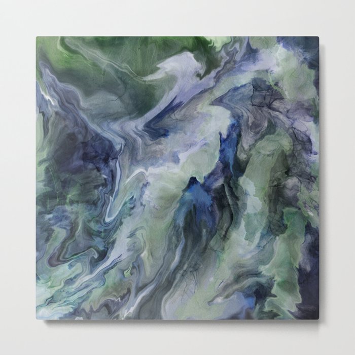 Magnolia Marble - Blue and Green Metal Print
