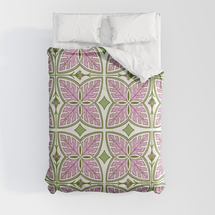 Pink Tropical Modern Botanical Comforter