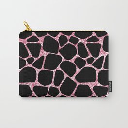 Black Pink Giraffe Skin Print Carry-All Pouch