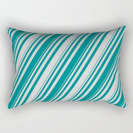 [ Thumbnail: Teal & Light Grey Colored Striped Pattern Rectangular Pillow ]