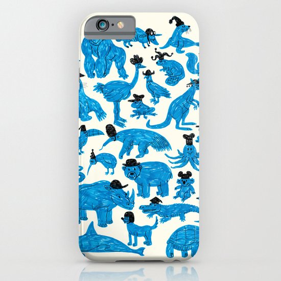 Blue Animals Black Hats iPhone & iPod Case