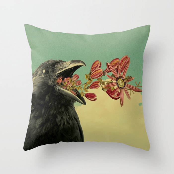 Lonely Crow Throw Pillow