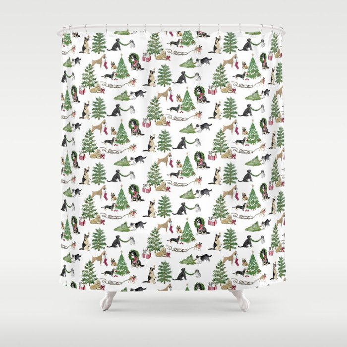 12 DOGS OF Christmas  Shower Curtain
