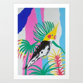 Happy Cockatiel Parakeets Art Print