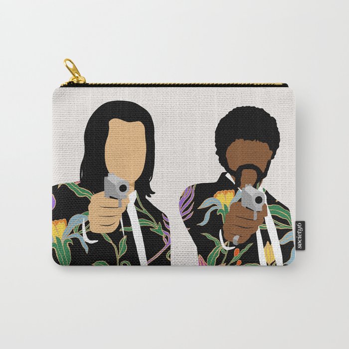 Jules and Vincent, John Travolta, Samuel L Jackson, Pulp Fiction gun scene, Banksy style Carry-All Pouch