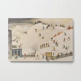 The Practice Slope winter skiing landscape painting by Franz Sedlacek  Metal Print | Bunnytrail, Sunpeaks, Cortina, Lakeplacid, Watervillevalley, Painting, Ski, Jackson, Skiers, Mounthood 