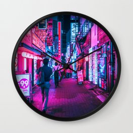 Rushing Into Tokyo's Neon Wall Clock