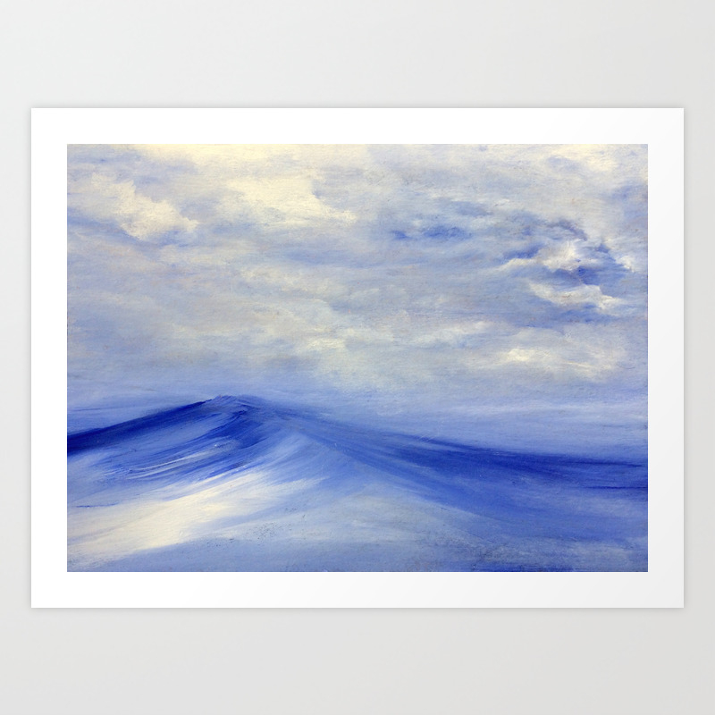 Blue Wave Clouds Original Painting Seascape Acrylic Blue