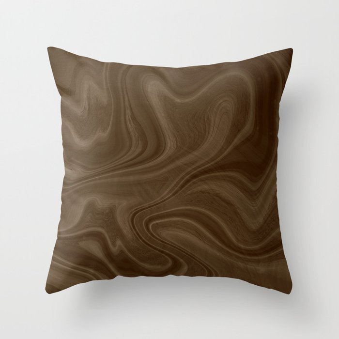 Chocolate Brown Swirl Throw Pillow
