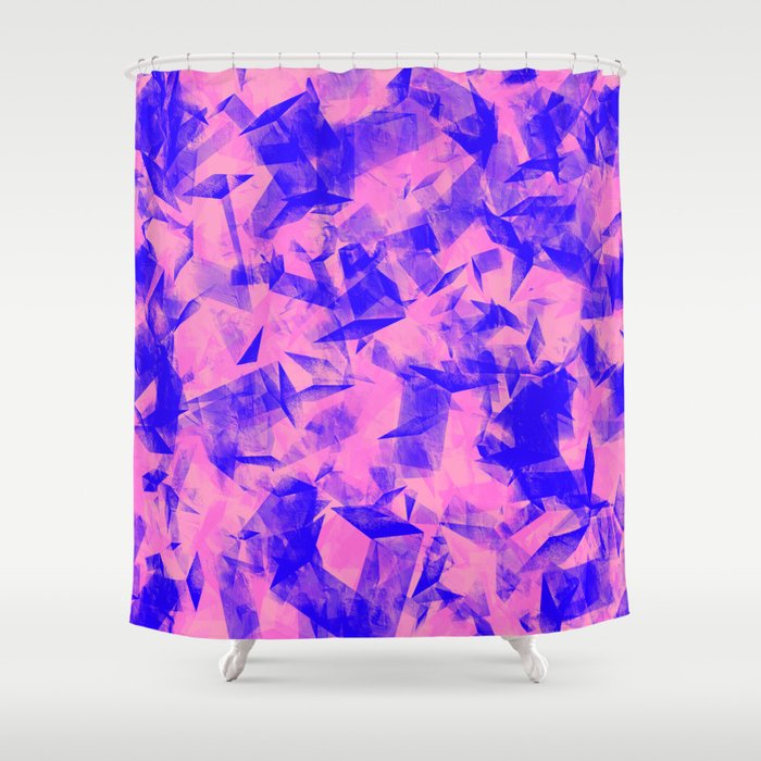 Geometrical Cubist Abstract Shapes In Bold Pink And Blue Shower