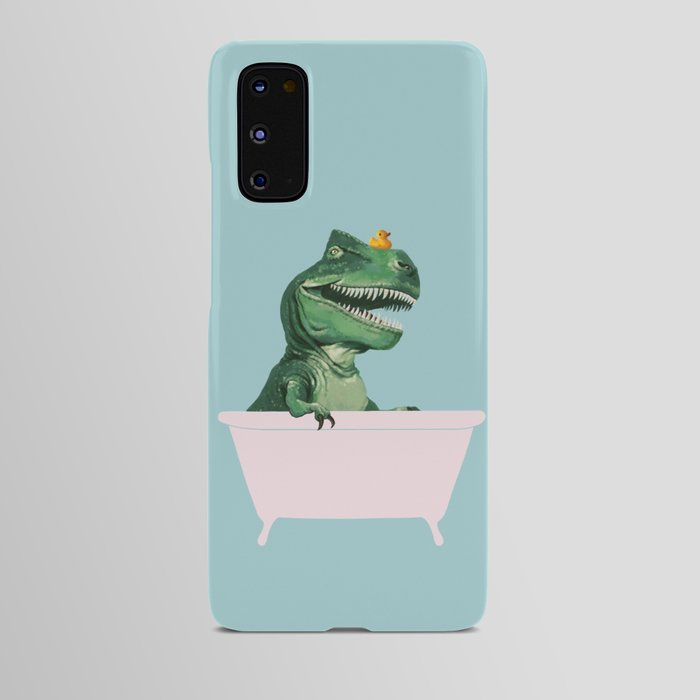 Playful T-Rex in Bathtub in Green Android Case