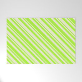 [ Thumbnail: Beige & Light Green Colored Lines Pattern Welcome Mat ]