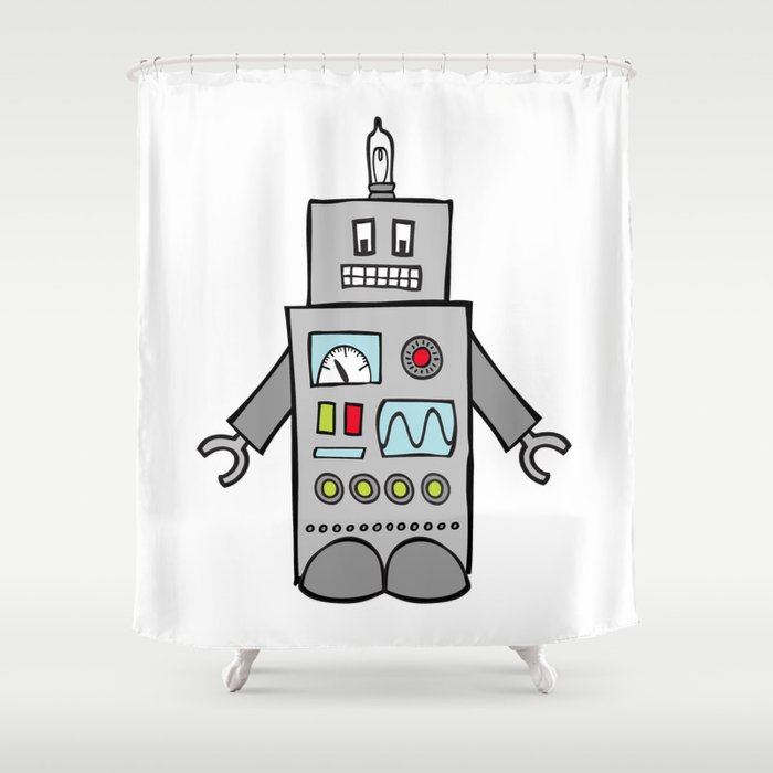 Robot Friend 1000 Shower Curtain