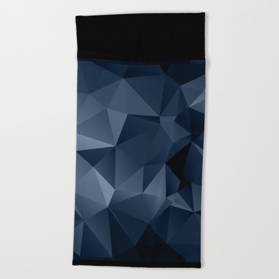 Black and blue polygonal pattern . Beach Towel