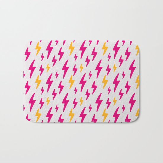 Retro Hand Drawn Lightning Pattern Bath Mat