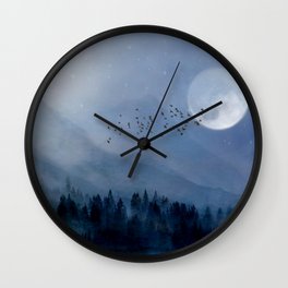 Mountainscape Under The Moonlight Wall Clock