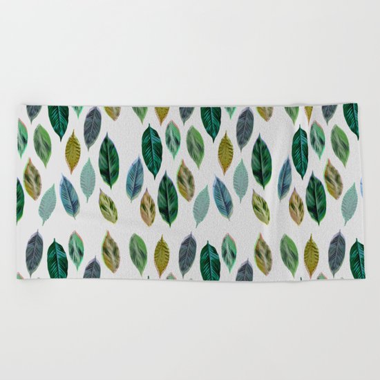 Green Leaves 2 Beach Towel