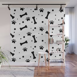 Dog's paw print and bone seamless pattern Wall Mural