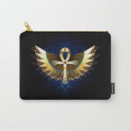 Gold Ankh with Wings Carry-All Pouch