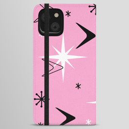 Vintage 1950s Boomerangs and Stars Pink iPhone Wallet Case
