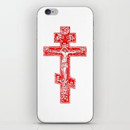 Russian Orthodox Three Bar Cross Classic T-Shirt iPhone Skin