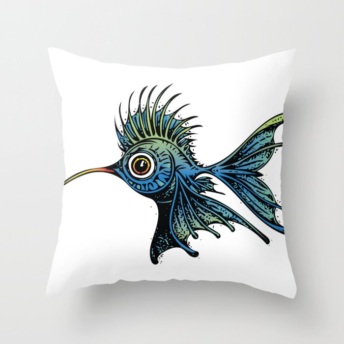 Hummingbird Fish (vector) Throw Pillow