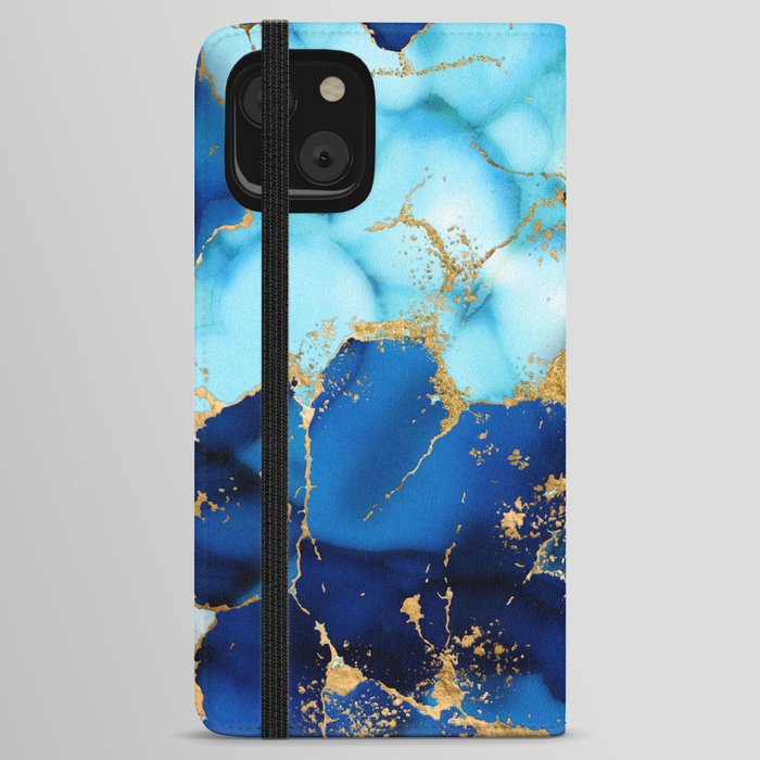 Dreamy Blue inks and Gold iPhone Wallet Case