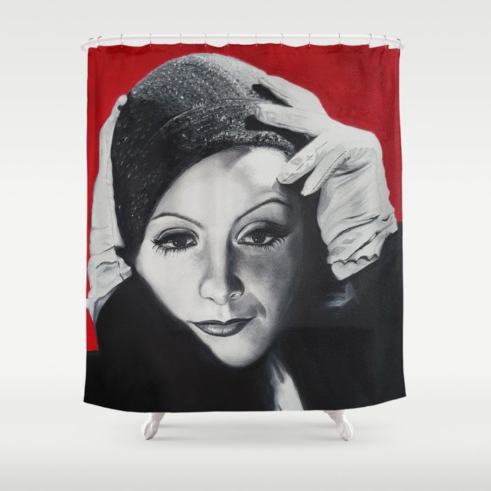 Greta Garbo v červené Shower Curtain