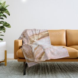 Blush Pink And Gold Liquid Color  Throw Blanket