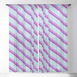 [ Thumbnail: Purple, Light Blue, and Orchid Colored Striped Pattern Sheer Curtain ]