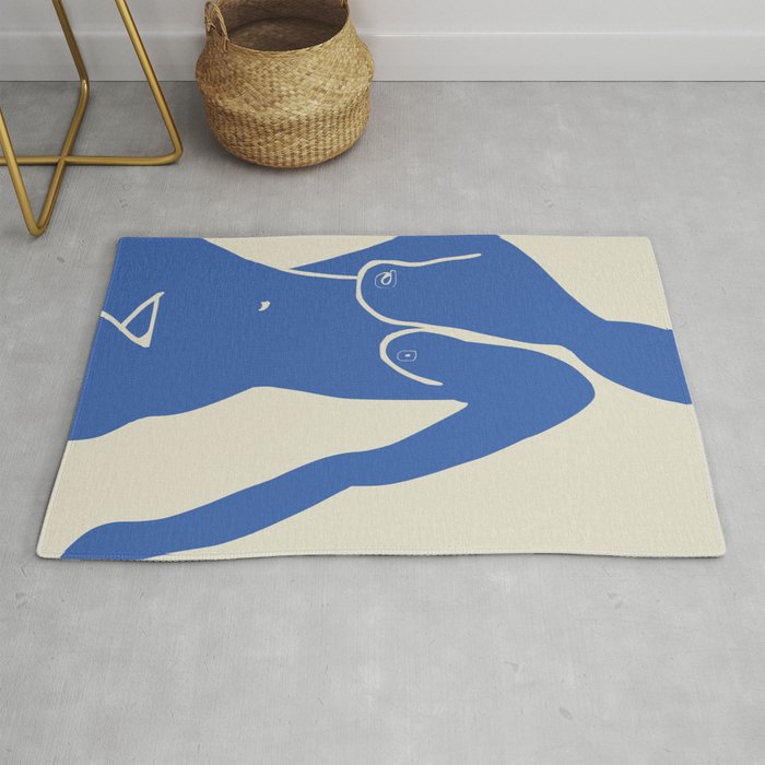 Nude cut out in blue Rug